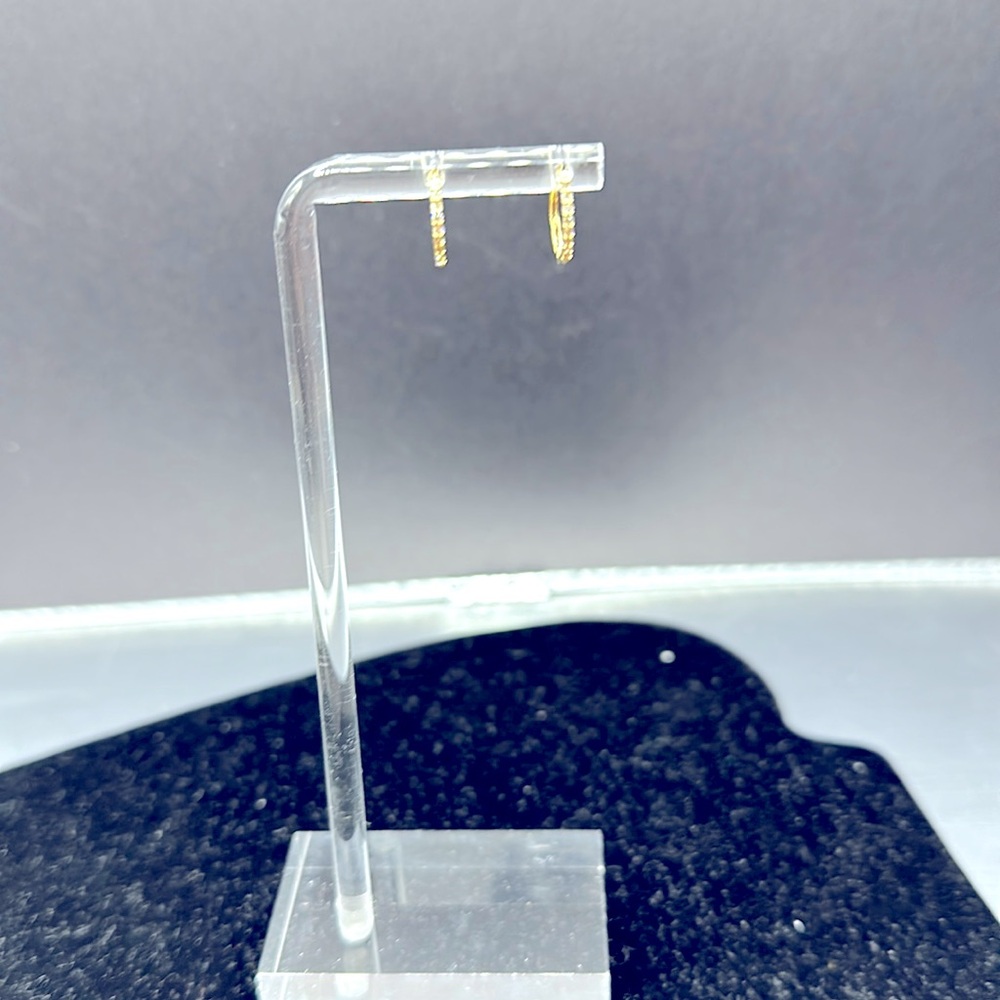 18k yellow gold diamond hoop earrings